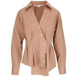 NWT Veronica Beard Rosamund pleated cotton-blend poplin shirt